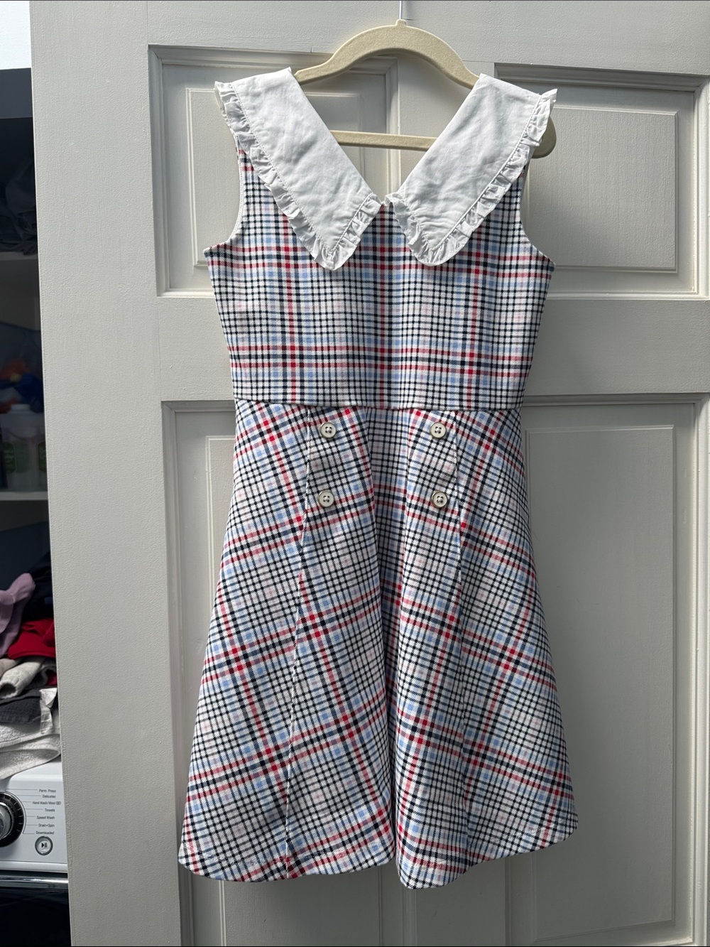 Janie and Jack Navy, Red & White Plaid Dress with Peter Pan Collar
